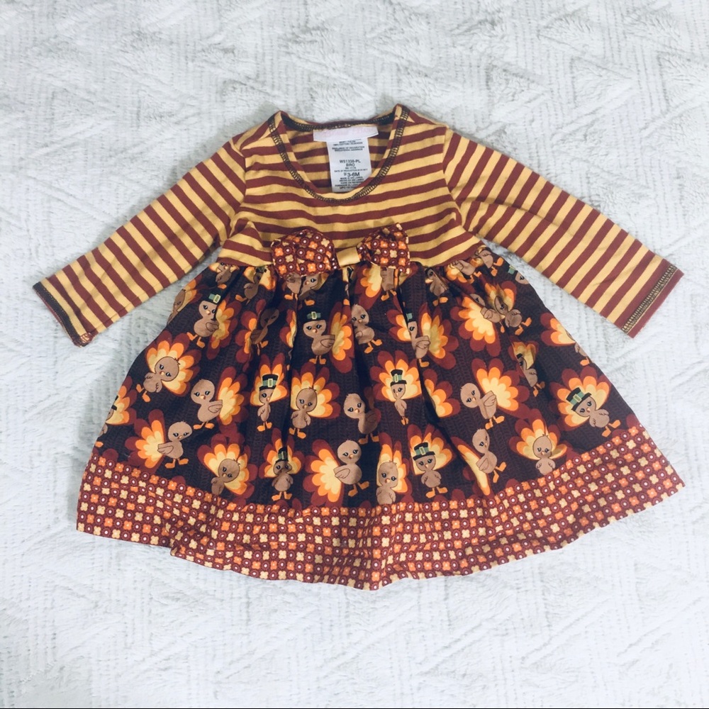 Bonnie Baby Girls Sz 3 6 M Thanksgiving Dress